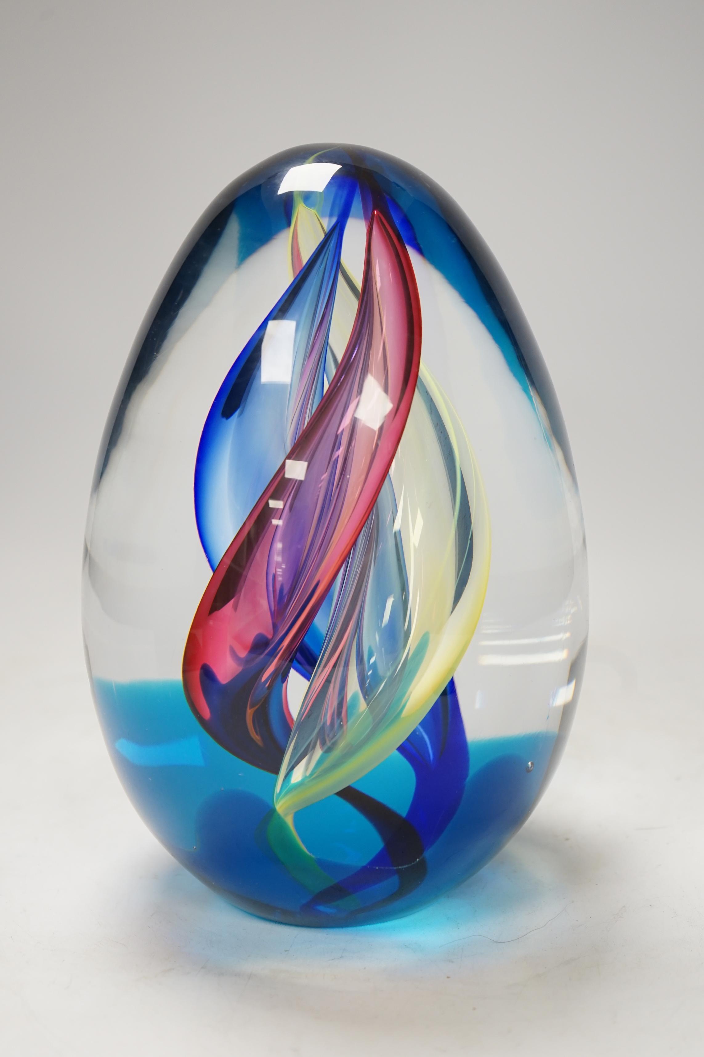 A large ARS, Murano glass egg-shaped ornament, marked ARS to base, signed Cammozzo Roberto, height 22cm